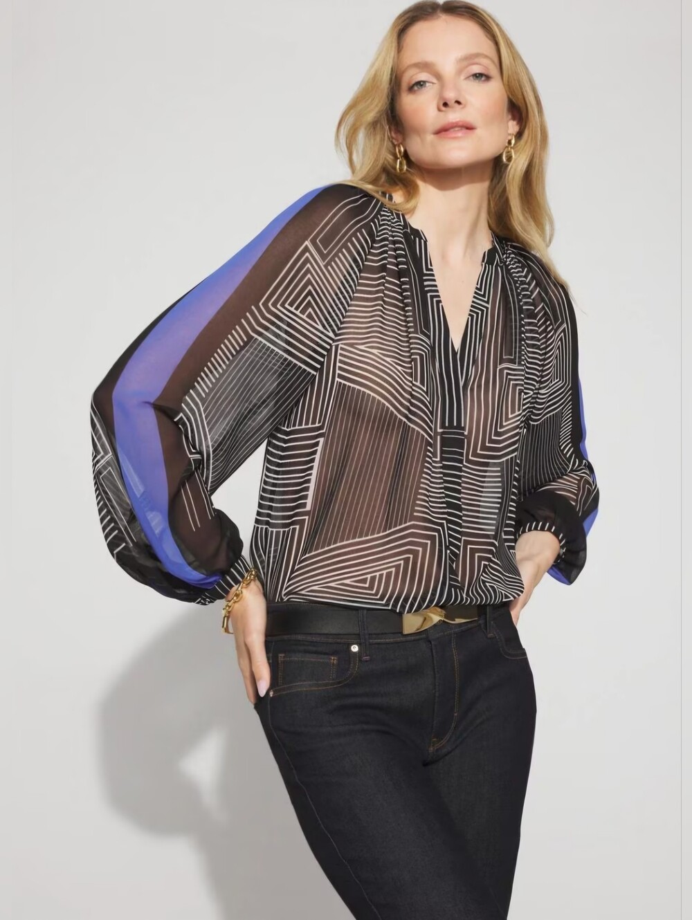 WHBM Raglan Sleeve Georgette Blouse Size M